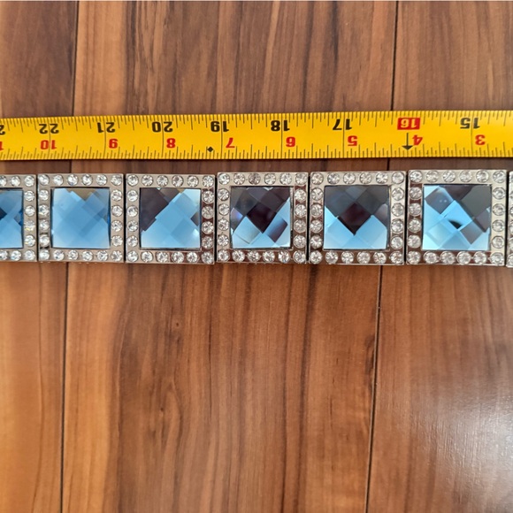 Black Studded Leather Belt with Crystal Stones - Picture 2 of 5